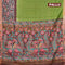 Bhagalpuri saree green and brown with allover zari checked pattern and long kalamkari printed zari border