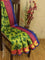 Bhagalpuri saree green and pink with allover ikat prints and simple zari border