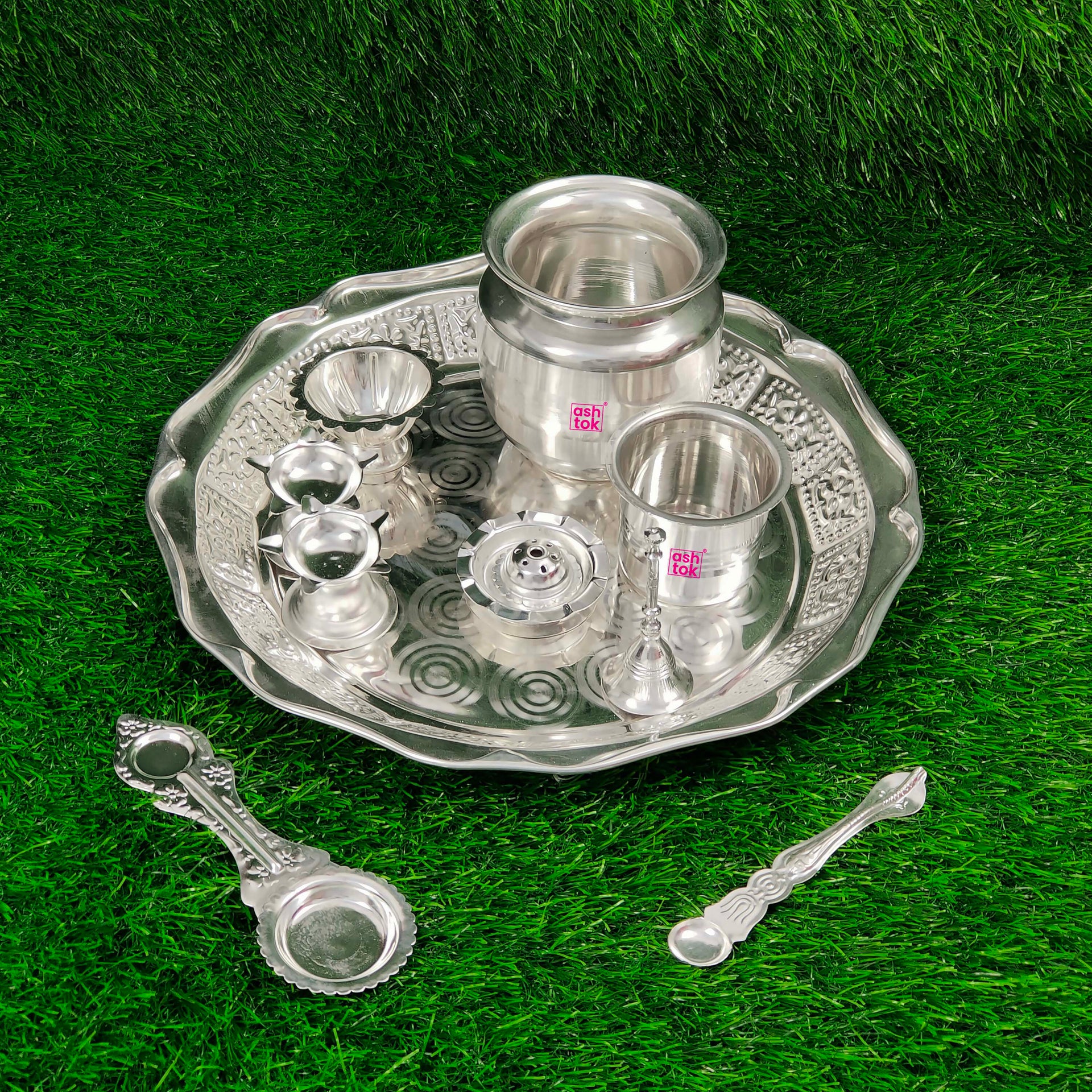 Brass Puja Thali Set, Decorative Puja Items for Home – Ashtok