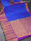 Pure gadwal silk saree cs blue and purple with zari woven buttas and long zari woven border