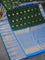 Pure gadwal silk saree dark green and cs blue with zari woven buttas and long rich annam zari woven border and Butta style