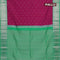 Pure kanjivaram silk saree pink and teal green with allover silver zari woven buttas and silver zari woven border