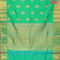 Pure kanjivaram silk saree teal green and purple with allover self emboss & zari buttas and rich zari woven border Self emboss buttas