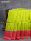 Pure soft silk saree lime green and dual shade of pinkish orange with plain body and zari woven checked border