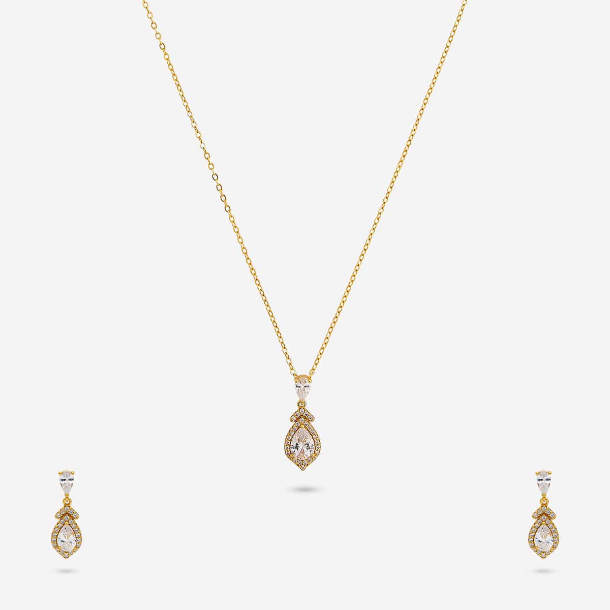 92.5 Silver Pendant With Chain and Earring Set 194150