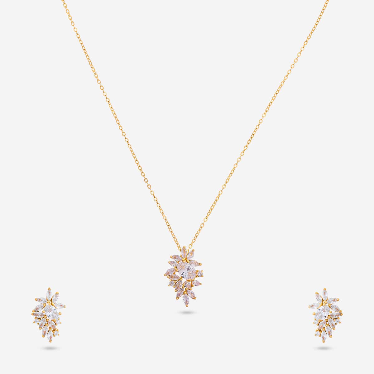 92.5 Silver Pendant with Chain and Earring Set 194804