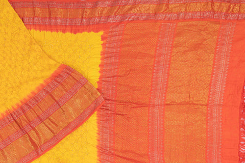 Kancheepuram Silk Bandhani Yellow Saree