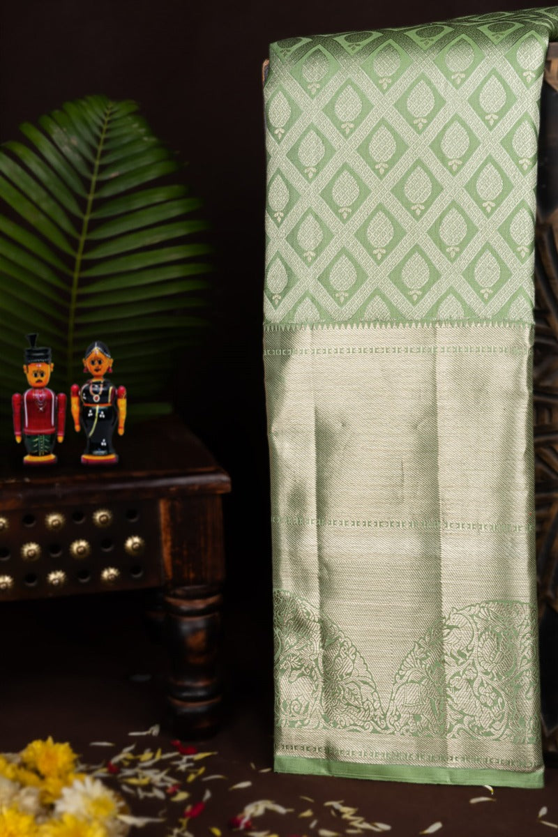 Kancheepuram Silk Pista Green Saree