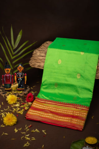 Narayanpet Silk Parrot Green Saree