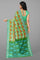 MULTI and SEA GREEN GEOMETRIC LINEN Saree with FANCY