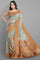 SKY BLUE and LIGHT BROWN FLORALS BHAGALPURI SILK Saree with BANARASI FANCY