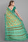 MULTI and DARK GREEN SHIBORI PRINT LINEN Saree with FANCY