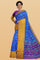 ROYAL BLUE and MULTI IKKAT PRINT SILK Saree with IKAT