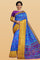 ROYAL BLUE and MULTI IKKAT PRINT SILK Saree with IKAT