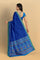 ROYAL BLUE and BLUE PLAIN SILK Saree with IKAT