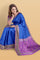 ROYAL BLUE and PURPLE IKKAT PRINT SILK Saree with IKAT