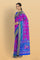 PURPLE and ROYAL BLUE IKKAT PRINT SILK Saree with IKAT