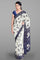 ROYAL BLUE and OFF WHITE FLORALS SILK Saree with FANCY