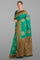 TEAL and DARK GREEN MOTIFS SILK Saree with FANCY