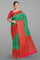 GREEN and DARK PINK CHECKS & FLORALS SILK Saree with FANCY