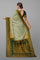 LIGHT GREY and DARK GREEN BUTTIS VISCOSE Saree with FANCY