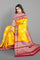 YELLOW and MAROON LEAF WEAVING SILK Saree with FANCY