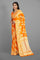 LIGHT ORANGE and GOLD FLORALS SILK BLEND Saree with SEMI PATTU