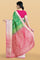GREEN and PINK FLORAL JAAL SILK BLEND Saree with SEMI PATTU