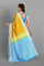 LIGHT OLIVE GREEN and BLUE BUTTIS SILK BLEND Saree with SEMI PATTU