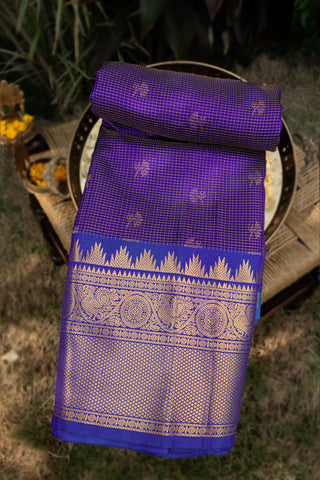 Kuppadam Silk Checks And Buttis Royal Blue Saree