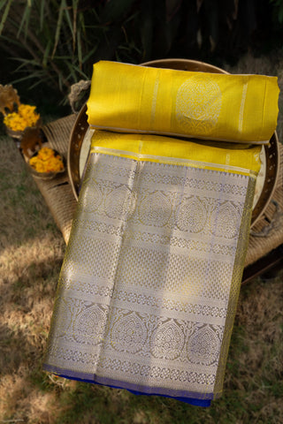 Kuppadam Silk Checks And Buttis Mustard Saree