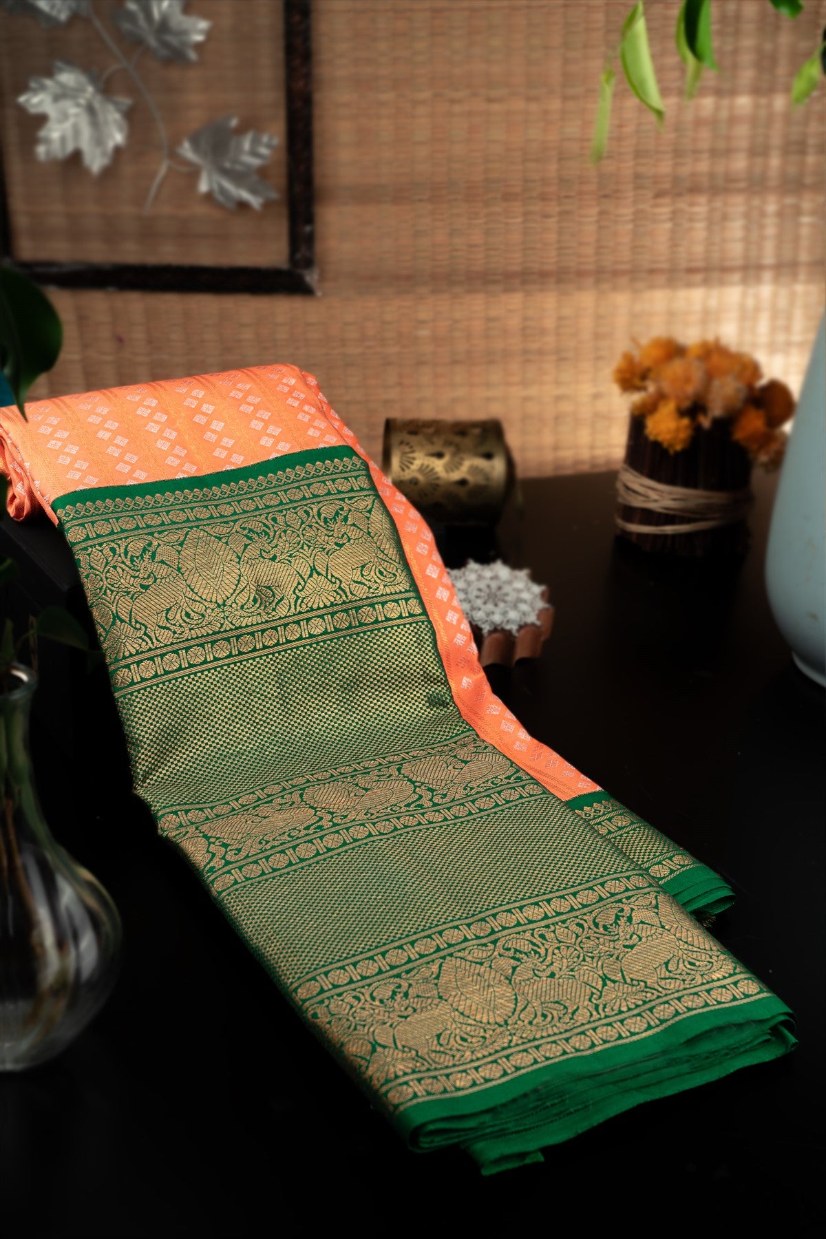 Kancheepuram Silk Lines Peach Saree