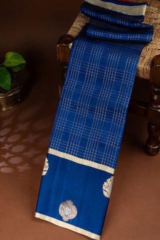 Matka Silk Checks Blue Saree