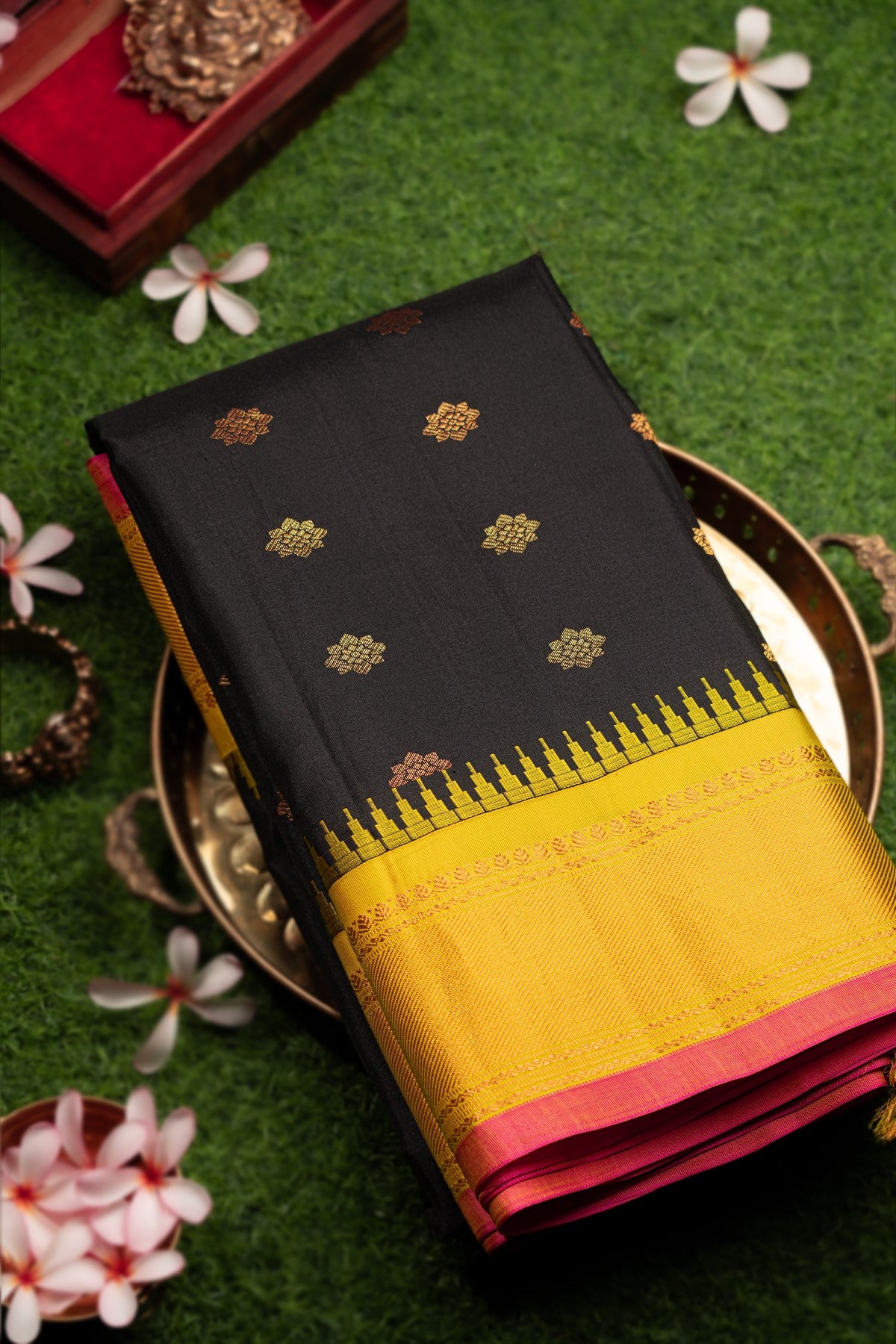 Coimbatore Silk Buttis Black Saree