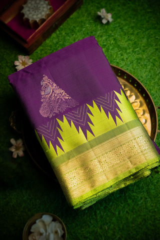 Coimbatore Soft Silk Peacock Motifs Purple Saree