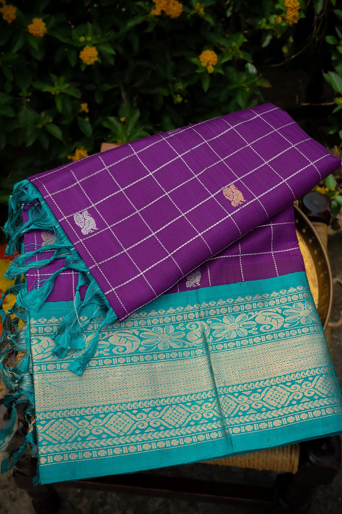 Kuppadam Silk Purple Saree