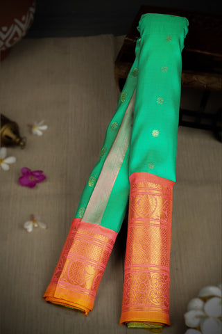 Gadwal Silk Rama Green Saree