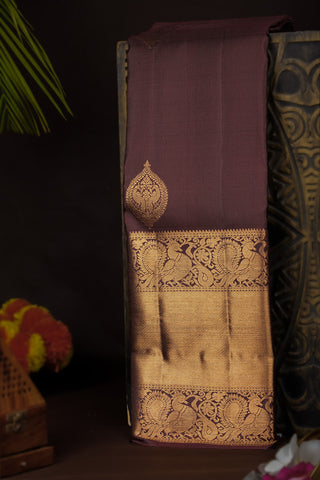 Kancheepuram Silk Dark Brown  Saree