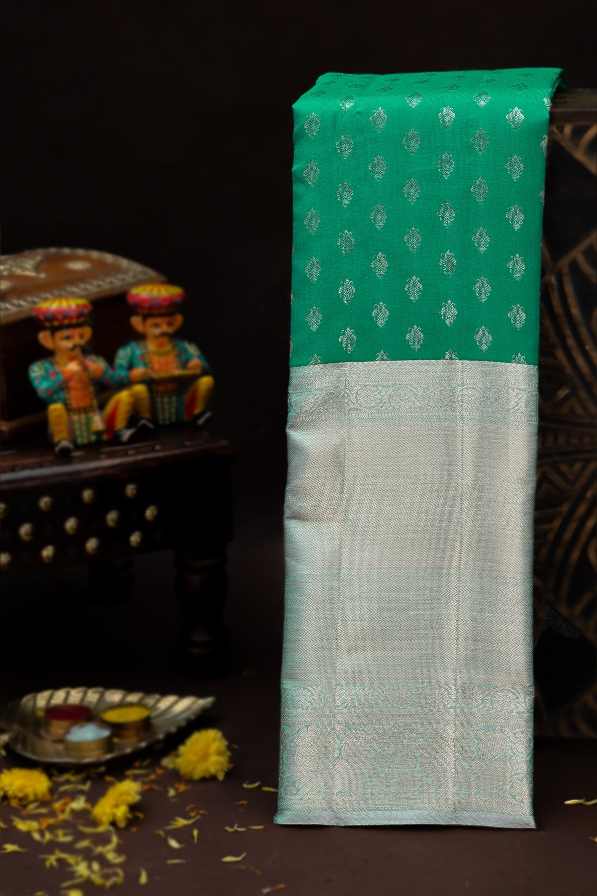 Kancheepuram Silk Peacock Green Saree