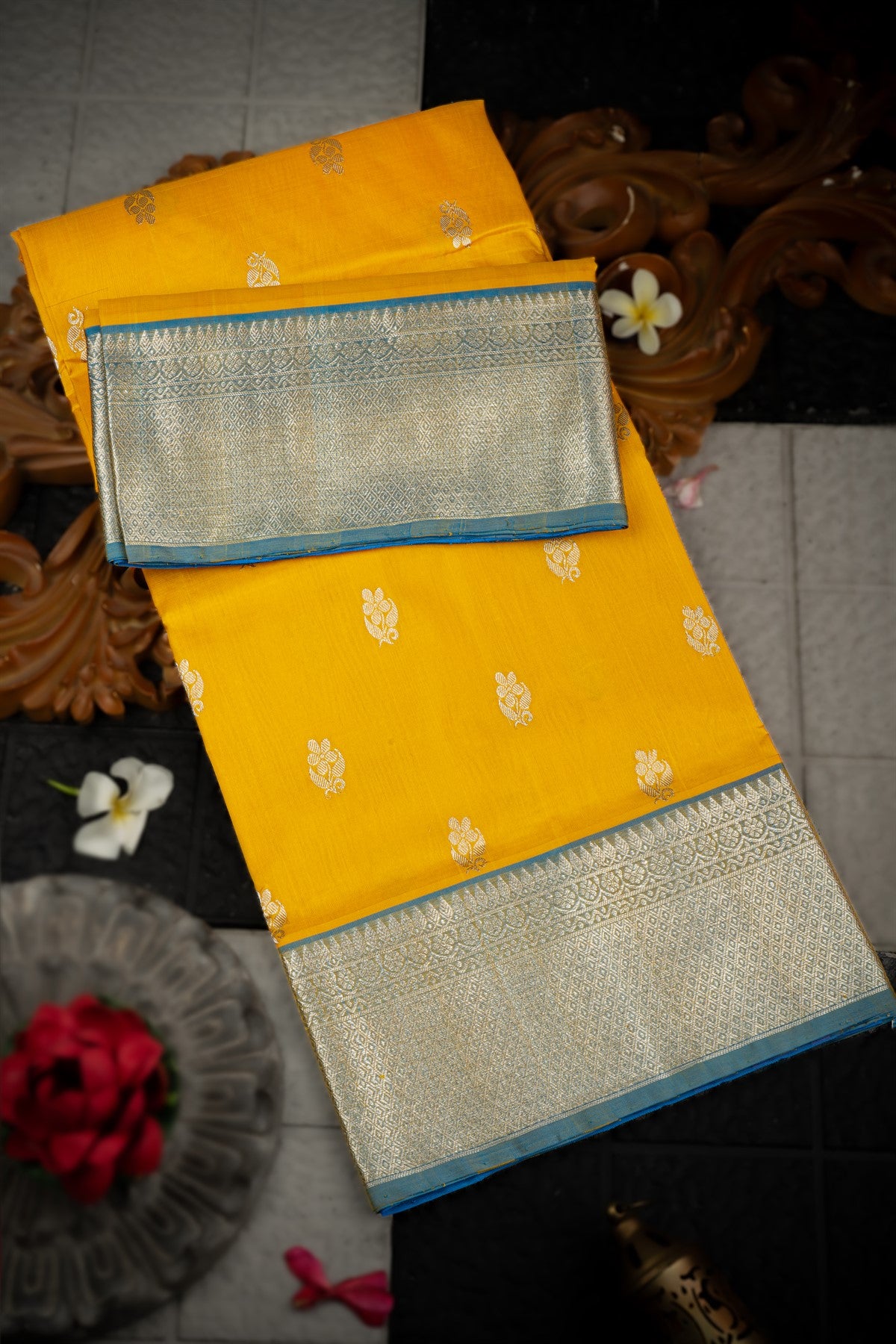 Venkatagiri Silk Yellow Saree