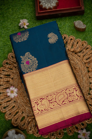 Coimbatore Silk Peacock Blue Saree