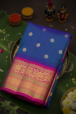 Gadwal Silk Peacock Blue Saree