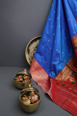 Paithani Silk Royal Blue Saree