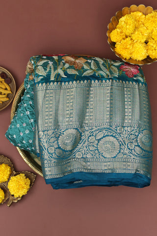 Bandhani Silk Sea Blue Saree