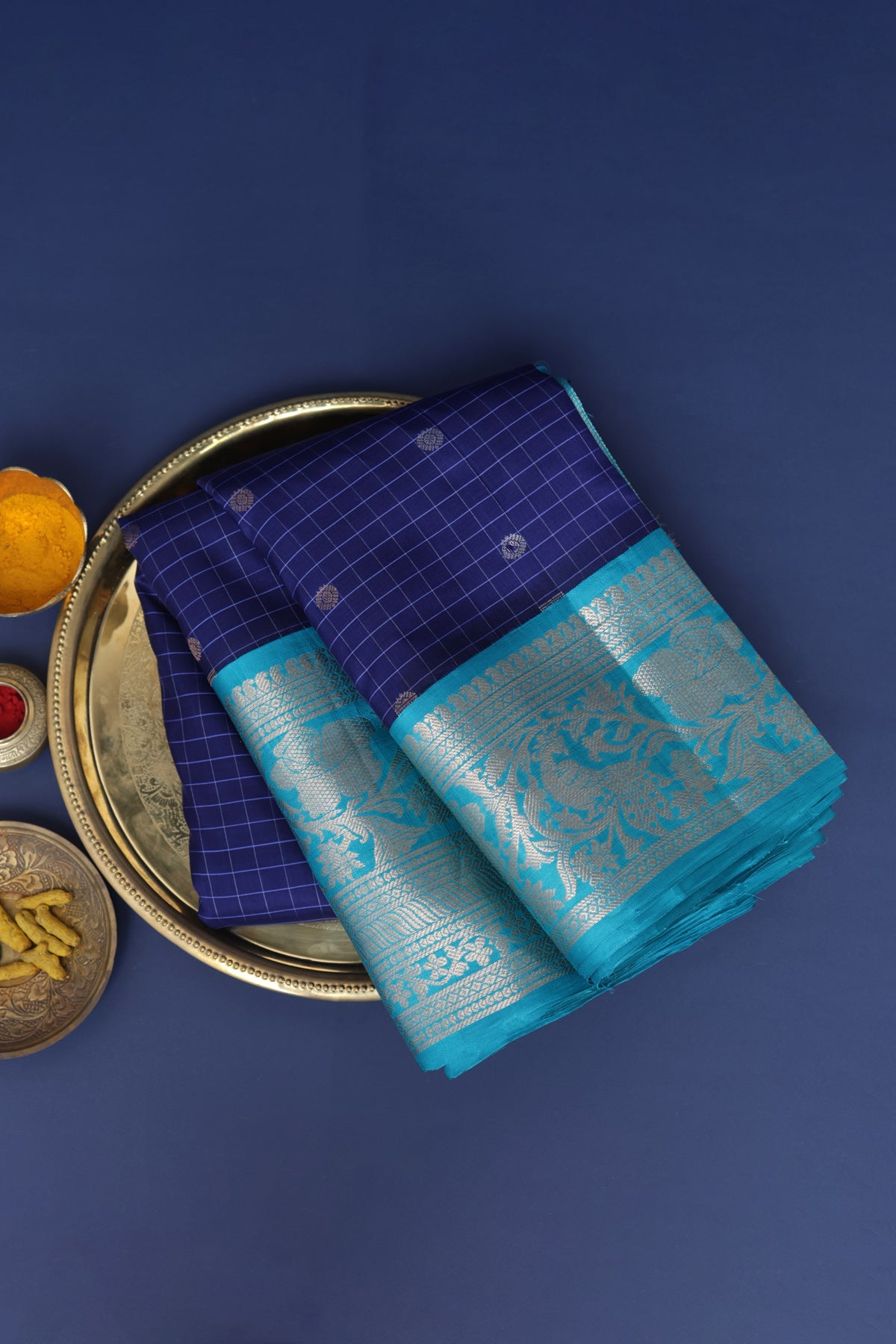 Kuppadam Silk Royal Blue Saree