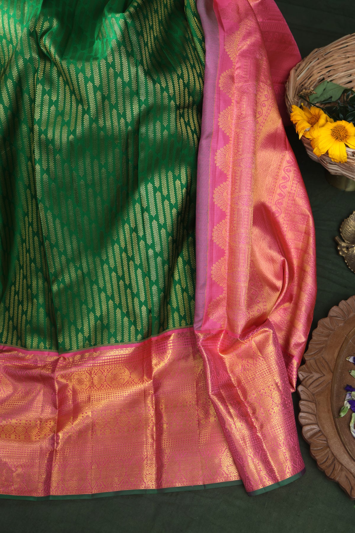 Kancheepuram Silk Dark Green Saree