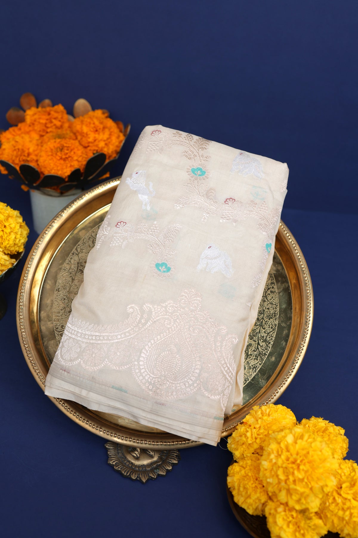 Banarasi Silk Cream Saree