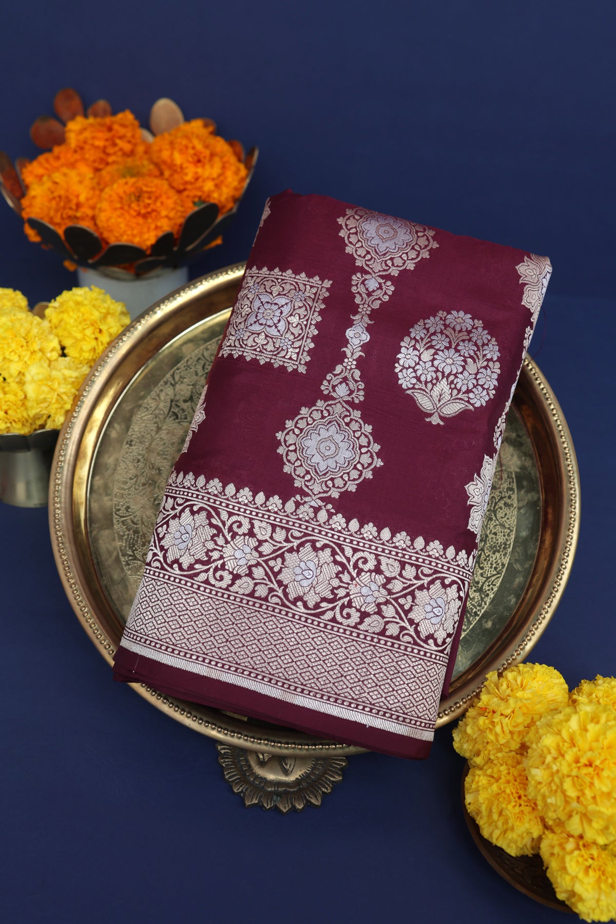 Banarasi Silk Wine Saree