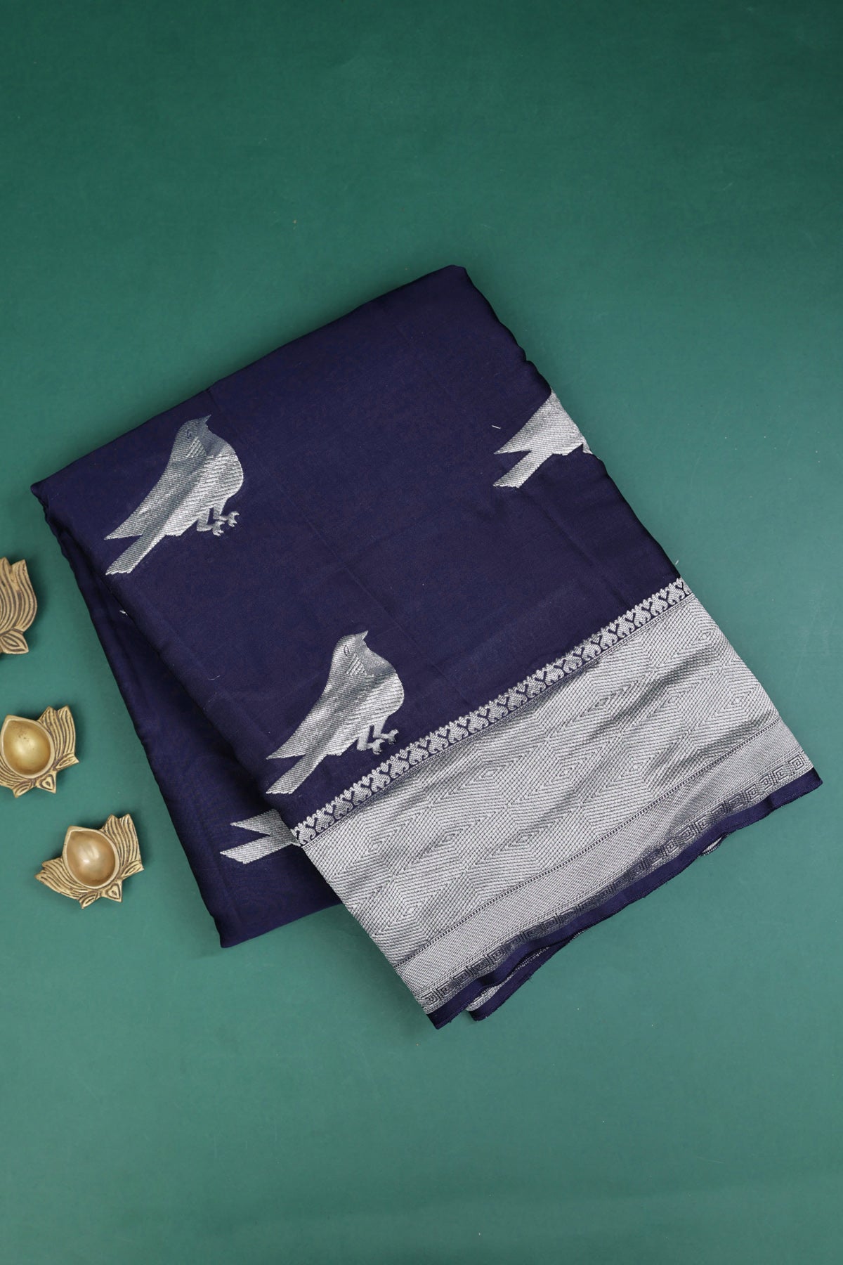 Fancy Crepe Navy Blue Saree