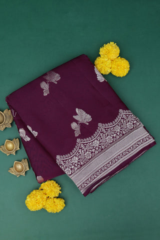 Fancy Crepe Wine Saree